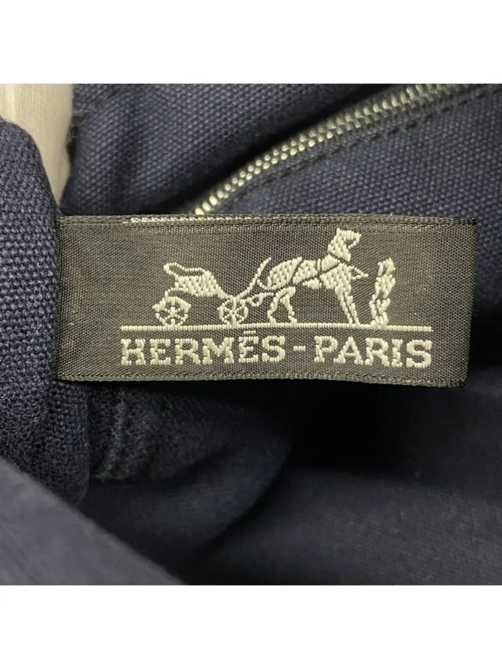 Hermes Tote Fourre Tout MM Canvas Navy Black Silver